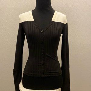 SHEIN Black and White Long Sleeve Shirt size XS